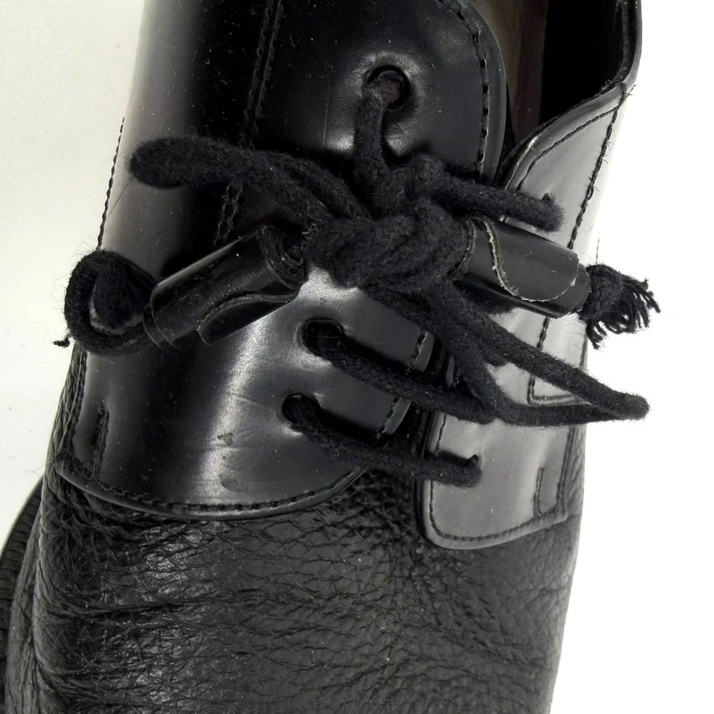 Mezlan‎ Mens Black Leather Cap Toe Textured Oxford Dress Shoes 9.5 M Spain